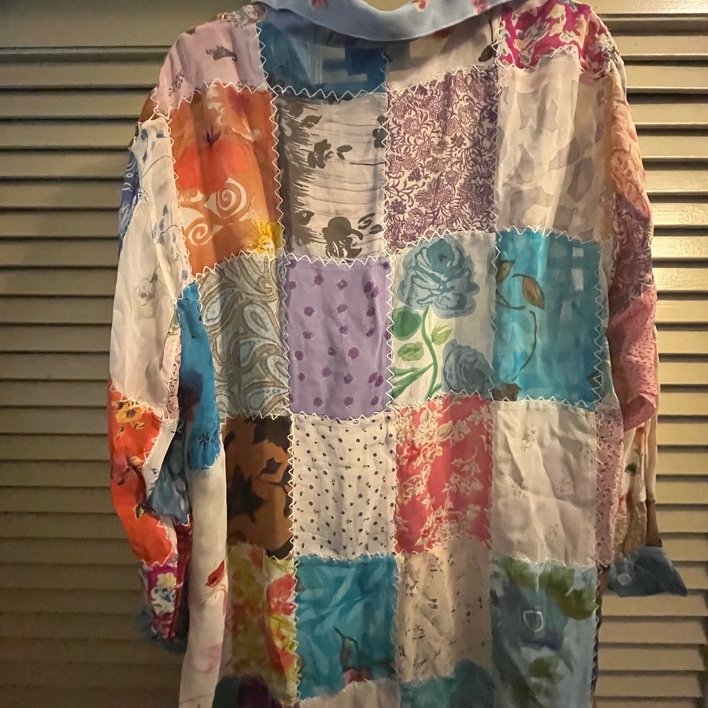 Sacred Threads Multicolor Patchwork Shirt S/M - image 4